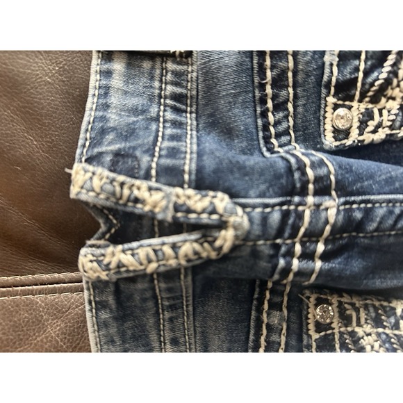 Vigoss The Chelsea Slim Boot 7/8 33 Long Denim Jeans Medium Wash Distressed - Picture 16 of 16